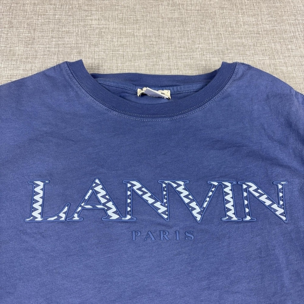Lanvin Shirt Youth 14 Blue Paris Logo Graphic Short Sleeve Tee Cotton Crewneck